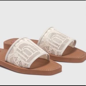 Chloe Woody Sandal White Lace Size 38 (8)